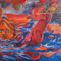 Rosso mare 1988 olio su tela cm 153,5x203,5
