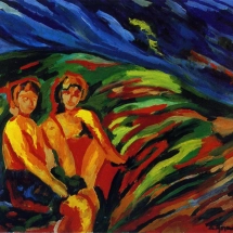 due figure nel paesaggio 1983 cm 124x154