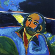 Autoritratto d&#039;artista, olio su tela, cm 90x90, 1990